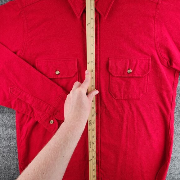 VTG Woolrich Chamois Flannel USA Made Button Up Shirt Red Large Cotton Point - Picture 12 of 16